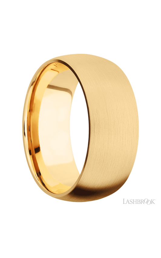 9 mm wide Domed 14K Yellow Gold band.