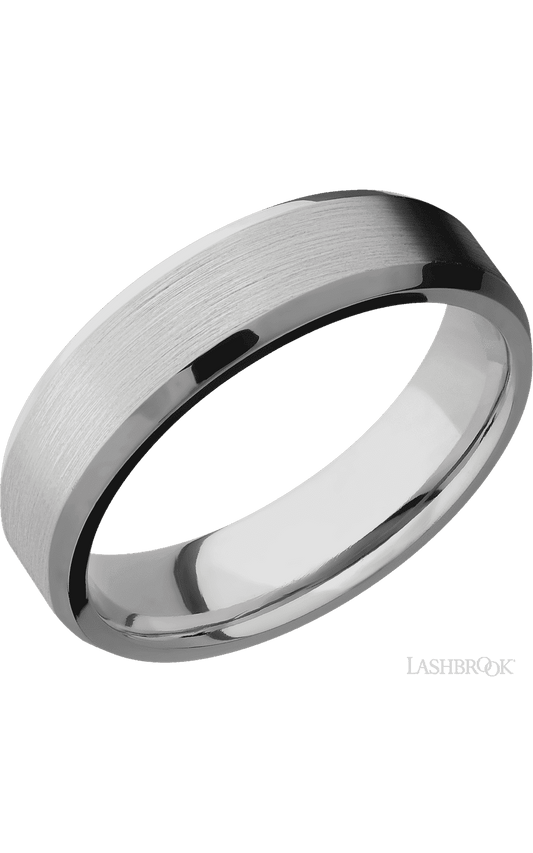 6 mm wide Beveled Titanium band.