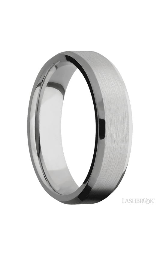 6 mm wide Beveled Titanium band.