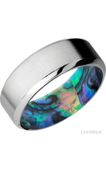 8 mm wide High Bevel Cobalt Chrome band featuring a Abalone sleeve.