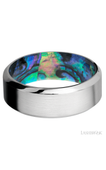 8 mm wide High Bevel Cobalt Chrome band featuring a Abalone sleeve.