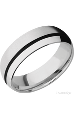 7 mm wide/Domed/Cobalt Chrome band with one 1 mm Off Center inlay of Black.