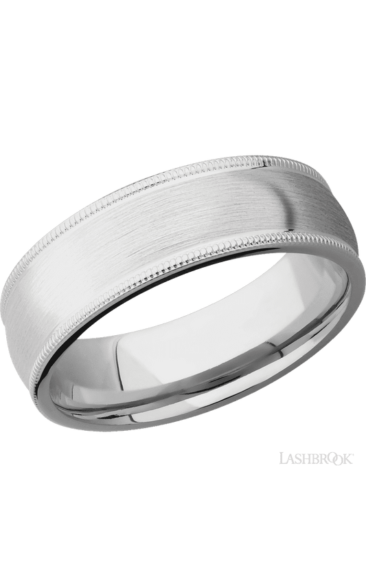 7 mm wide Domed Milgrain Edges Cobalt Chrome band.