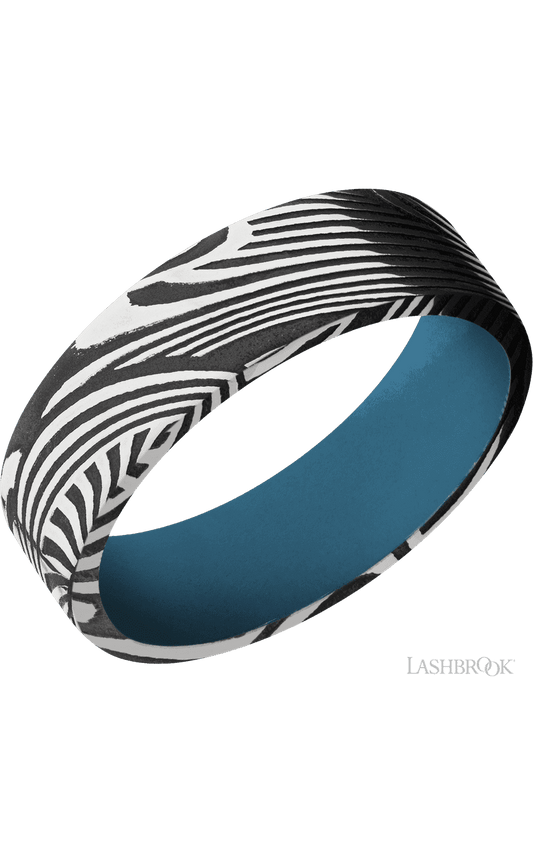 7 mm wide Flat Sunset band featuring a Royal Blue sleeve.