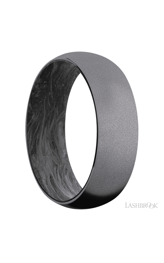 7 mm wide Domed Tantalum band featuring a Forged Carbon Fiber sleeve.