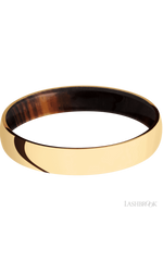 4 mm wide Domed 14K Yellow Gold band featuring a Cocobolo sleeve.