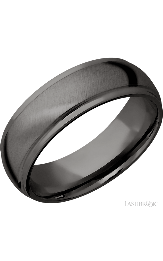 7 mm wide Domed Stepped Down Edges Tantalum Noir band.