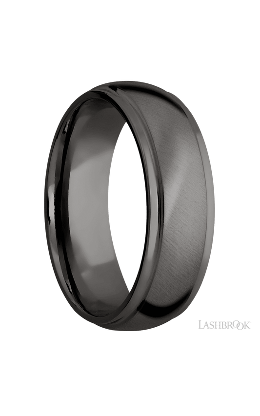 7 mm wide Domed Stepped Down Edges Tantalum Noir band.