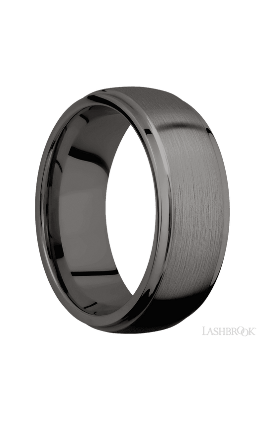 8 mm wide Domed Stepped Down Edges Tantalum Noir band.