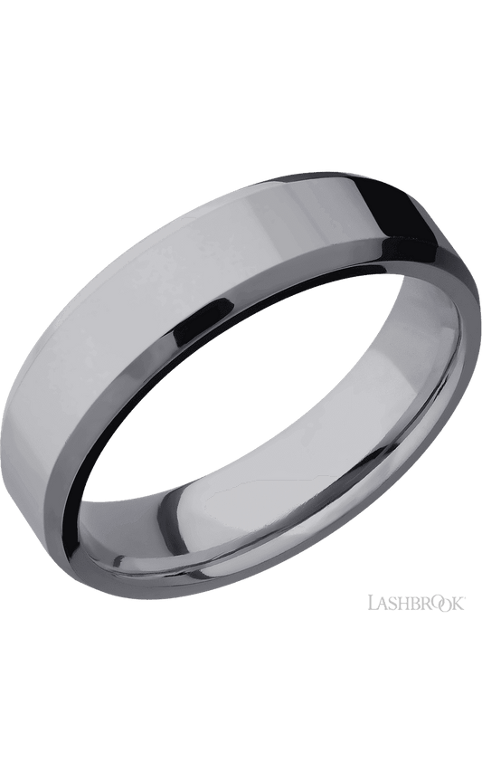 6 mm wide Beveled Tantalum band.