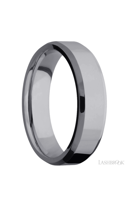 6 mm wide Beveled Tantalum band.