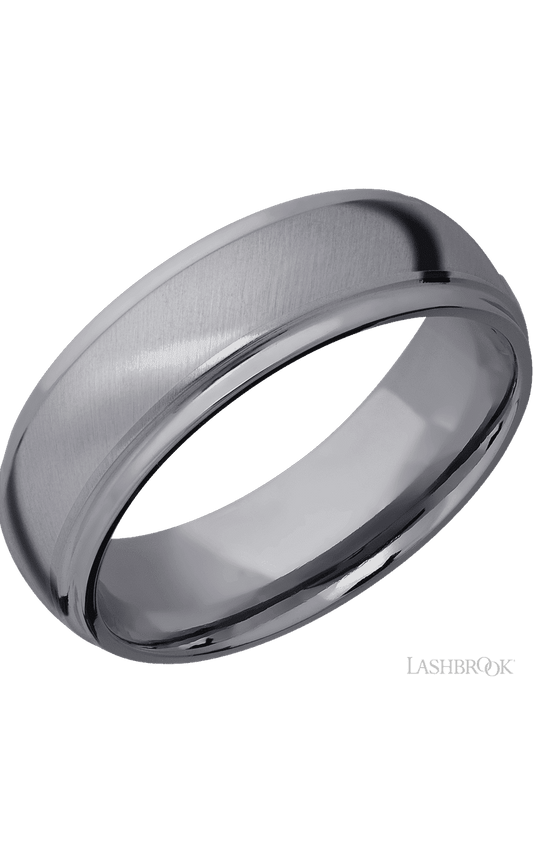 7 mm wide Domed Stepped Down Edges Tantalum band.