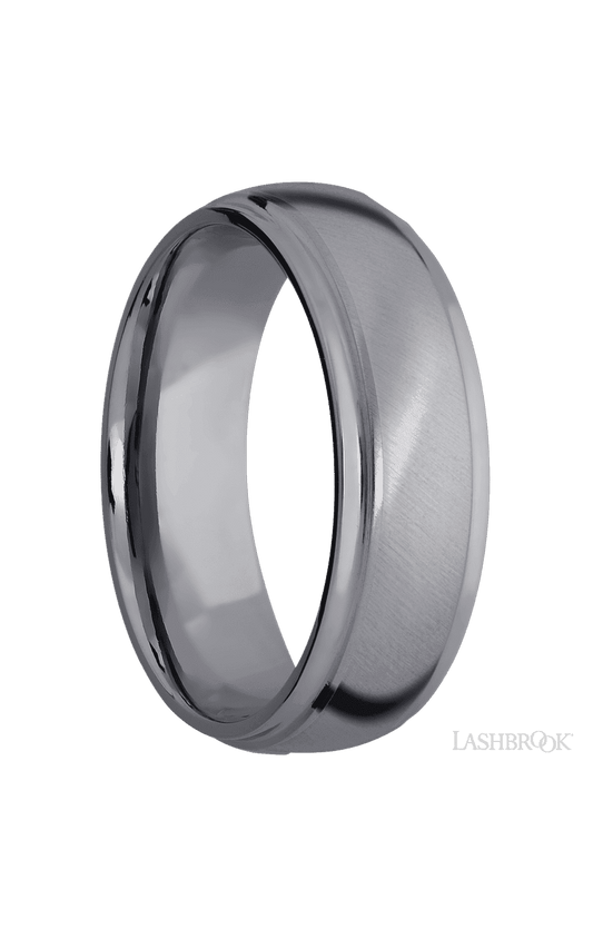 7 mm wide Domed Stepped Down Edges Tantalum band.