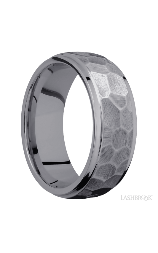 8 mm wide Domed Stepped Down Edges Tantalum band.