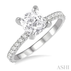 ASHI Cushion Shape Semi-Mount Diamond Engagement Ring 226L3PPFGWG-SM-CU