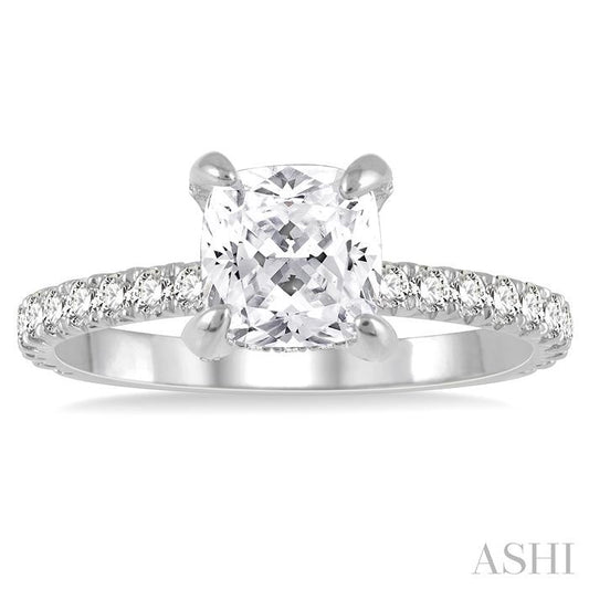 ASHI Cushion Shape Semi-Mount Diamond Engagement Ring 226L3PPFGWG-SM-CU