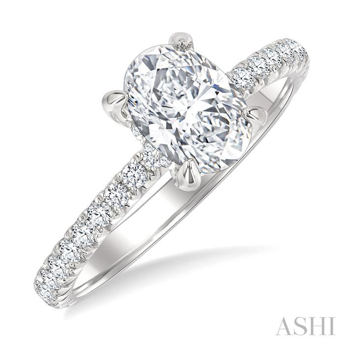 ASHI Oval Shape Semi-Mount Diamond Engagement Ring 226L3PPFGWG-SM-OV