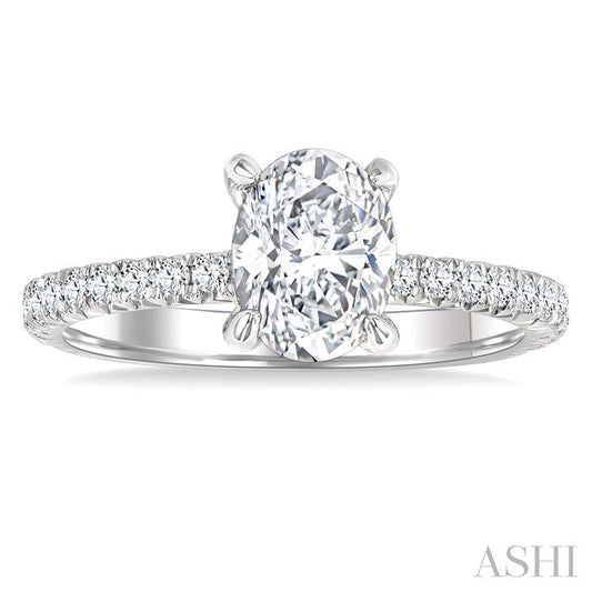 ASHI Oval Shape Semi-Mount Diamond Engagement Ring 226L3PPFGWG-SM-OV