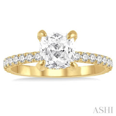 ASHI Cushion Shape Semi-Mount Diamond Engagement Ring 226L3PPFGYG-SM-CU
