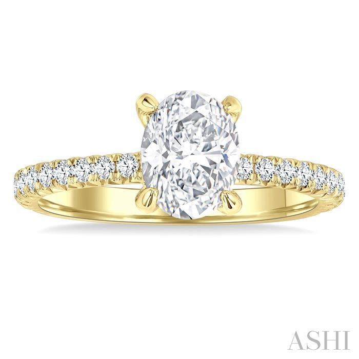 ASHI Oval Shape Semi-Mount Diamond Engagement Ring 226L3PPFGYG-SM-OV