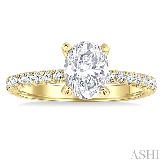 ASHI Oval Shape Semi-Mount Diamond Engagement Ring 226L3PPFGYG-SM-OV