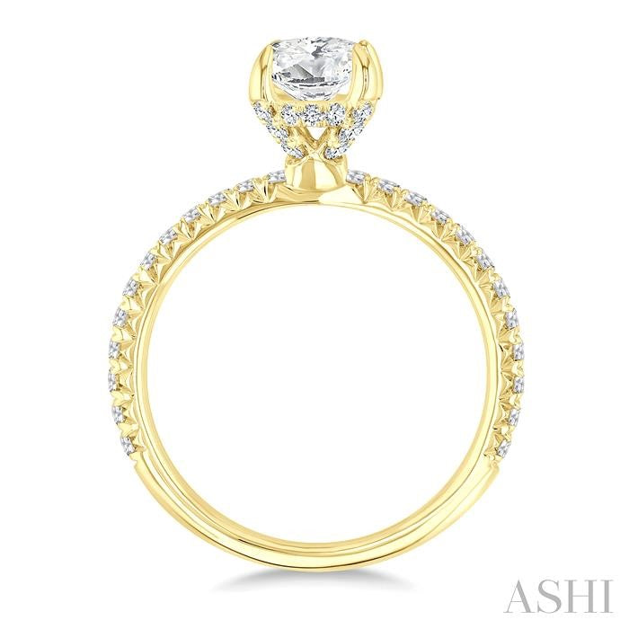 ASHI Oval Shape Semi-Mount Diamond Engagement Ring 226L3PPFGYG-SM-OV
