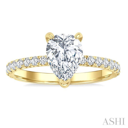 ASHI Pear Shape Semi-Mount Diamond Engagement Ring 226L3PPFGYG-SM-PR