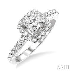 ASHI Princess Shape Halo Diamond Engagement Ring 22790PPFVWG-LE-1.25