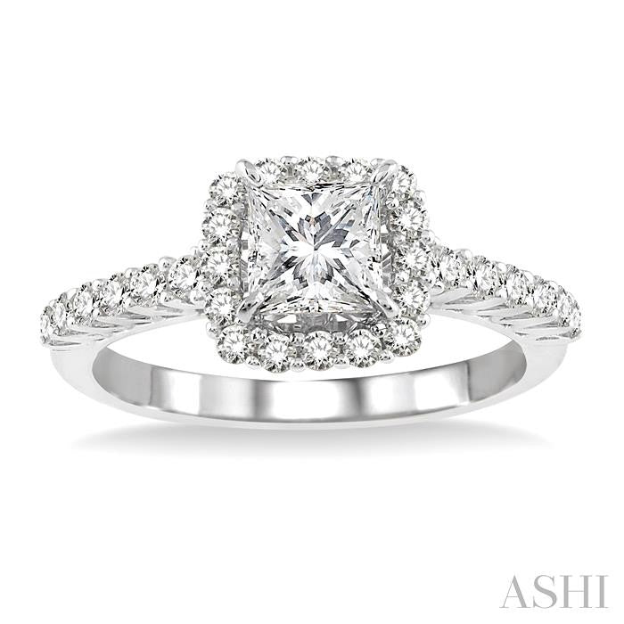 ASHI Princess Shape Halo Diamond Engagement Ring 22790PPFVWG-LE-1.25