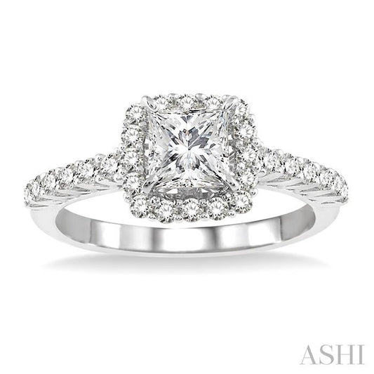 ASHI Princess Shape Halo Diamond Engagement Ring 22790PPFVWG-LE-1.25