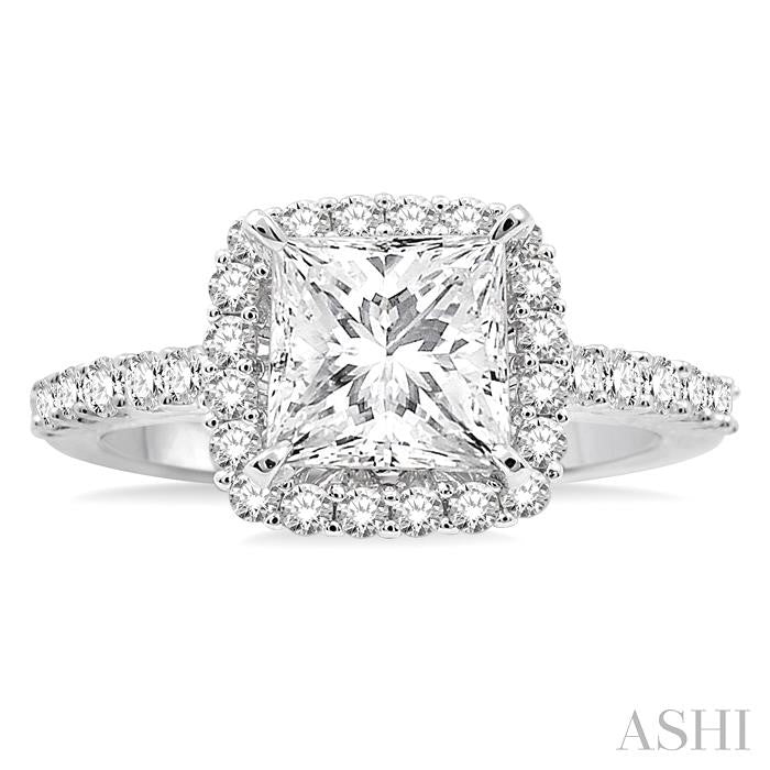 ASHI Princess Shape Semi-Mount Halo Diamond Engagement Ring 22793PPFRWG-SM