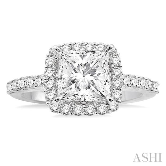 ASHI Princess Shape Semi-Mount Halo Diamond Engagement Ring 22793PPFRWG-SM