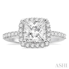 ASHI Princess Shape Semi-Mount Halo Diamond Engagement Ring 22793PPFRWG-SM