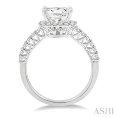 ASHI Princess Shape Semi-Mount Halo Diamond Engagement Ring 22793PPFRWG-SM
