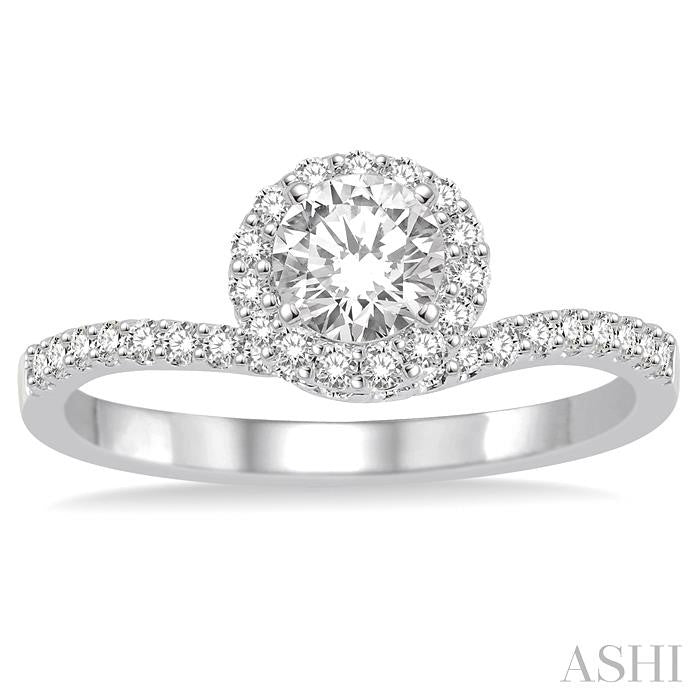 ASHI Round Shape Semi-Mount Halo Diamond Engagement Ring 227C5PPFHWG-SM