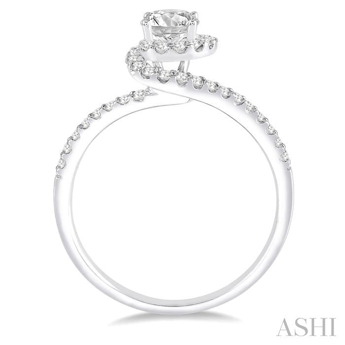 ASHI Round Shape Semi-Mount Halo Diamond Engagement Ring 227C5PPFHWG-SM