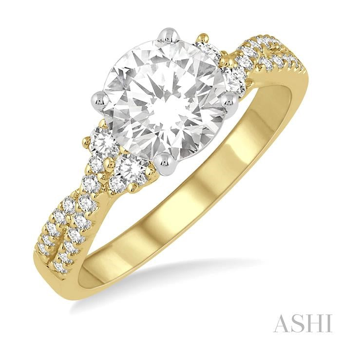ASHI Round Shape Semi-Mount Diamond Engagement Ring 227G5PPFGYW-SM
