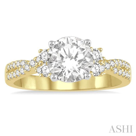 ASHI Round Shape Semi-Mount Diamond Engagement Ring 227G5PPFGYW-SM