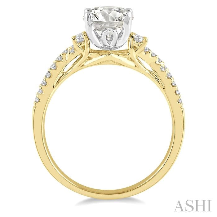 ASHI Round Shape Semi-Mount Diamond Engagement Ring 227G5PPFGYW-SM