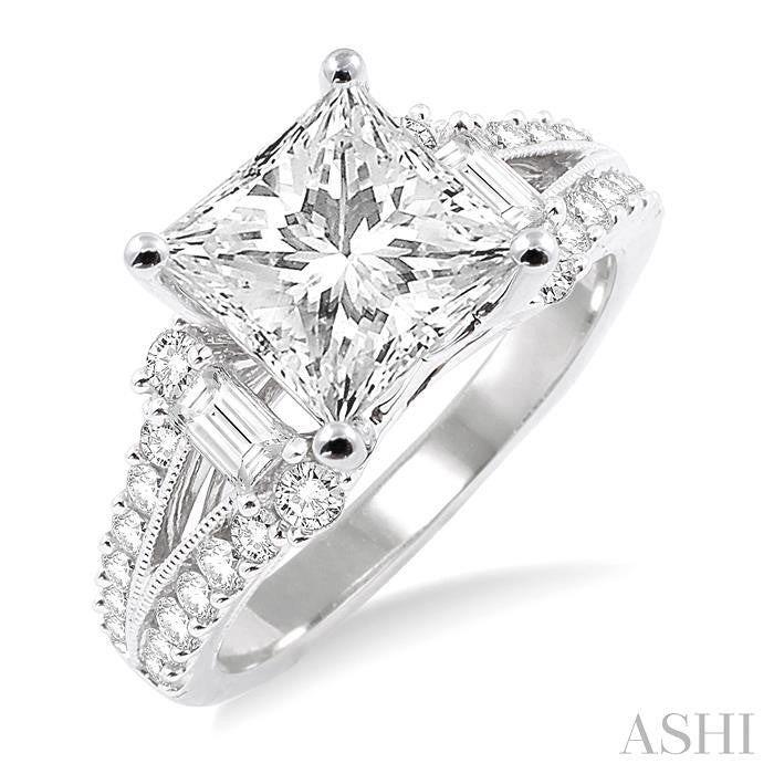 ASHI Princess Shape Semi-Mount Diamond Engagement Ring 22842PPFVWG-SM