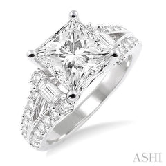 ASHI Princess Shape Semi-Mount Diamond Engagement Ring 22842PPFVWG-SM