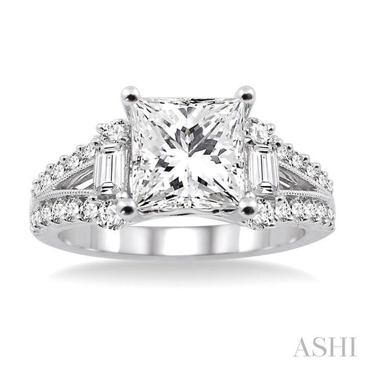 ASHI Princess Shape Semi-Mount Diamond Engagement Ring 22842PPFVWG-SM