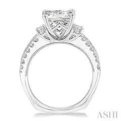 ASHI Princess Shape Semi-Mount Diamond Engagement Ring 22842PPFVWG-SM