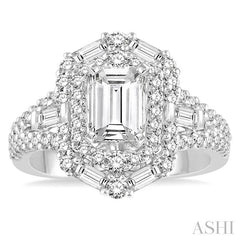 ASHI Emerald Shape Semi-Mount Halo Diamond Engagement Ring 228A1PPFHWG-SM