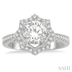 ASHI Round Shape Semi-Mount Halo Diamond Engagement Ring 228H3PPFVWG-SM