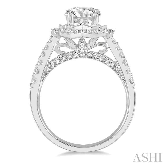 ASHI Round Shape Semi-Mount Halo Diamond Engagement Ring 228H3PPFVWG-SM