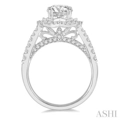 ASHI Round Shape Semi-Mount Halo Diamond Engagement Ring 228H3PPFVWG-SM