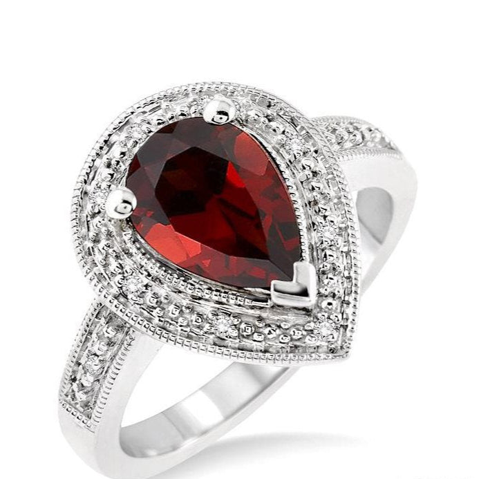 Parkplace Jewelers Silver Pear Shape Gemstone & Diamond Ring 88118PPSSGTSLRG