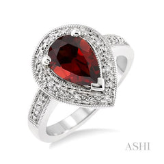 ASHI Silver Pear Shape Gemstone & Diamond Ring 88118PPSSGTSLRG