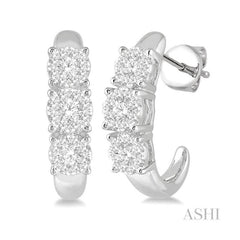 ASHI Round Shape Past Present & Future Lovebright Essential Diamond Half Hoop Earrings 912E3PPFVERWG